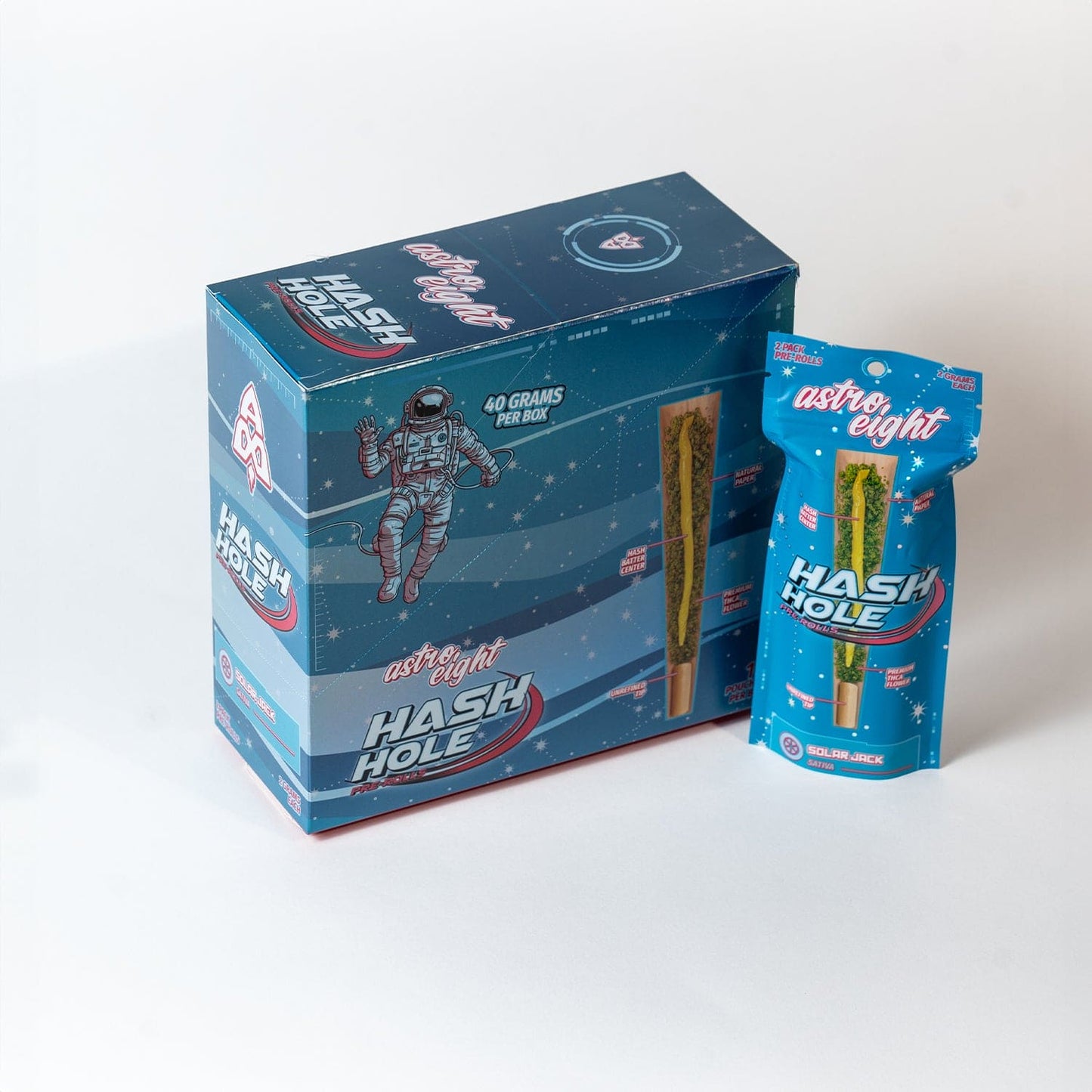 Astro Eight THC-A Hash Hole Pre Rolls 2g 2ct (10/pack)