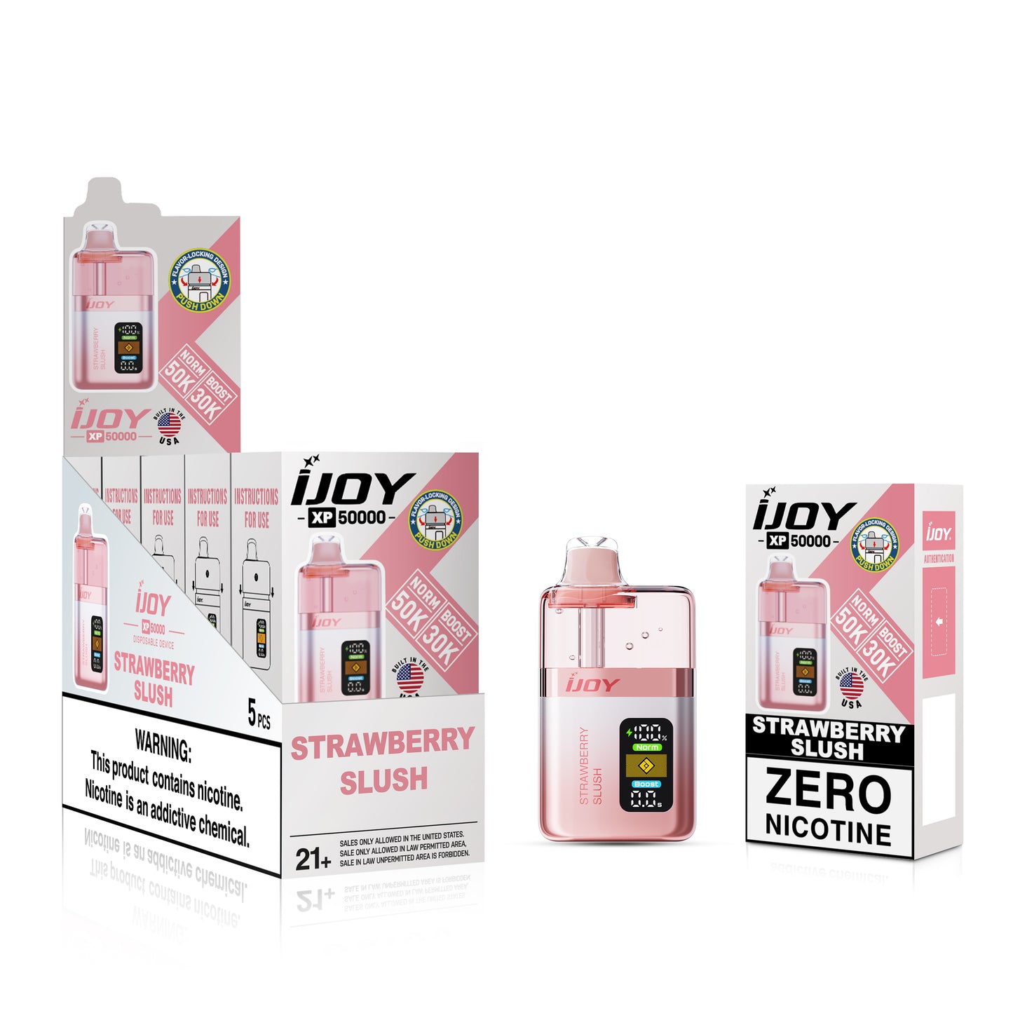 iJoy XP50K Zero Nicotine Disposable 20mL (5/pack) [Built in USA]