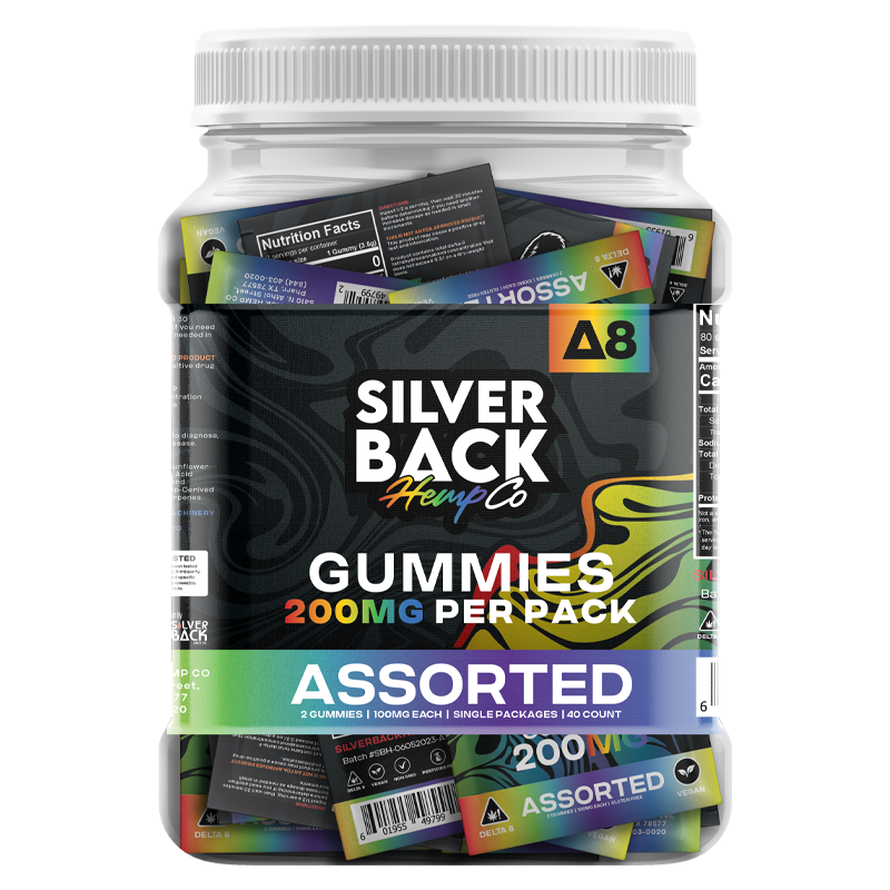 Silverback Hemp Co D8 Gummies Jar 200mg 2ct (40/pack) [DROPSHIP]