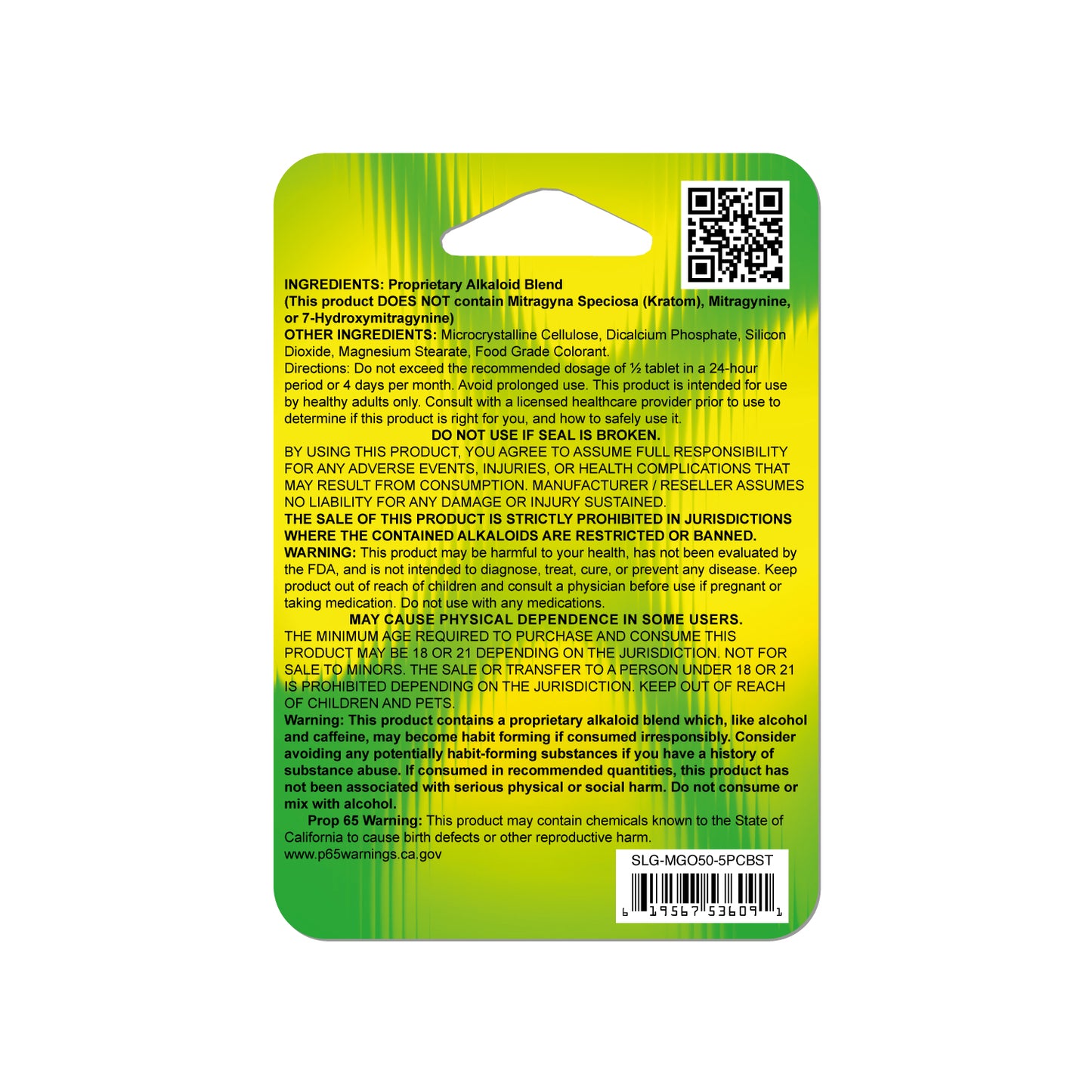 Sluggerz Alkaloid Tablet 50mg 5ct (10/pack) [DROPSHIP]
