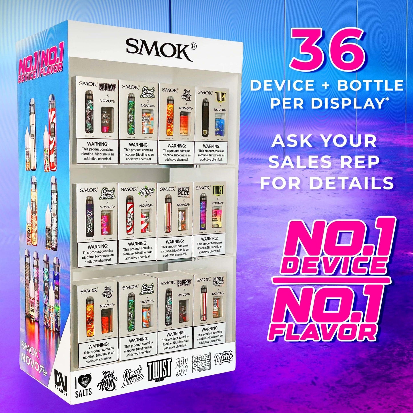 SMOK Novo Pro Kit x DV Brands 36 Device & Bottle Display