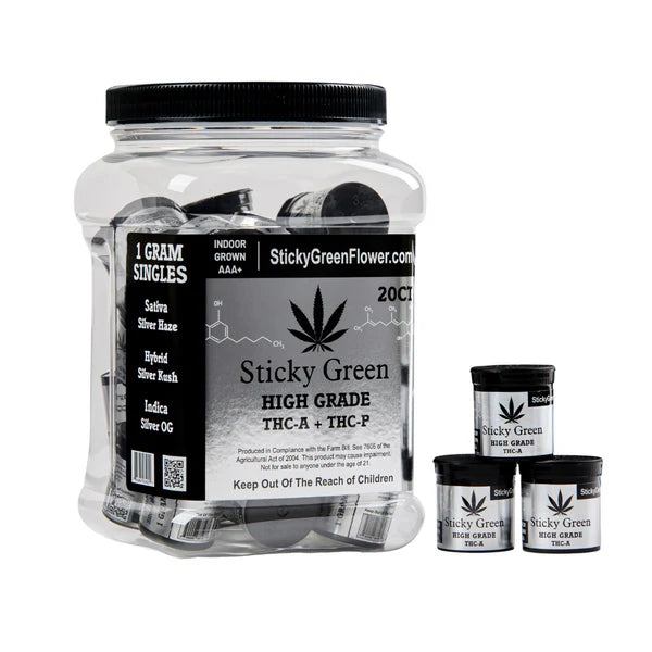 Sticky Green THC-A Flower Jar 1g (SINGLE)