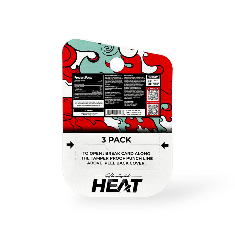 Straight Heat Kratom Extract Tabs 200mg 3ct (SINGLE)