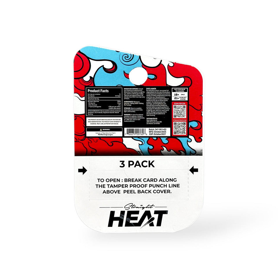 Straight Heat Kratom Extract Tabs 200mg 3ct (SINGLE)