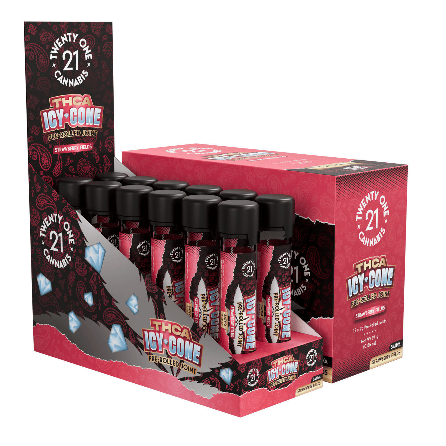 Twenty One THC-A Icy Cones Pre Roll 2g (12/pack) [DROPSHIP]