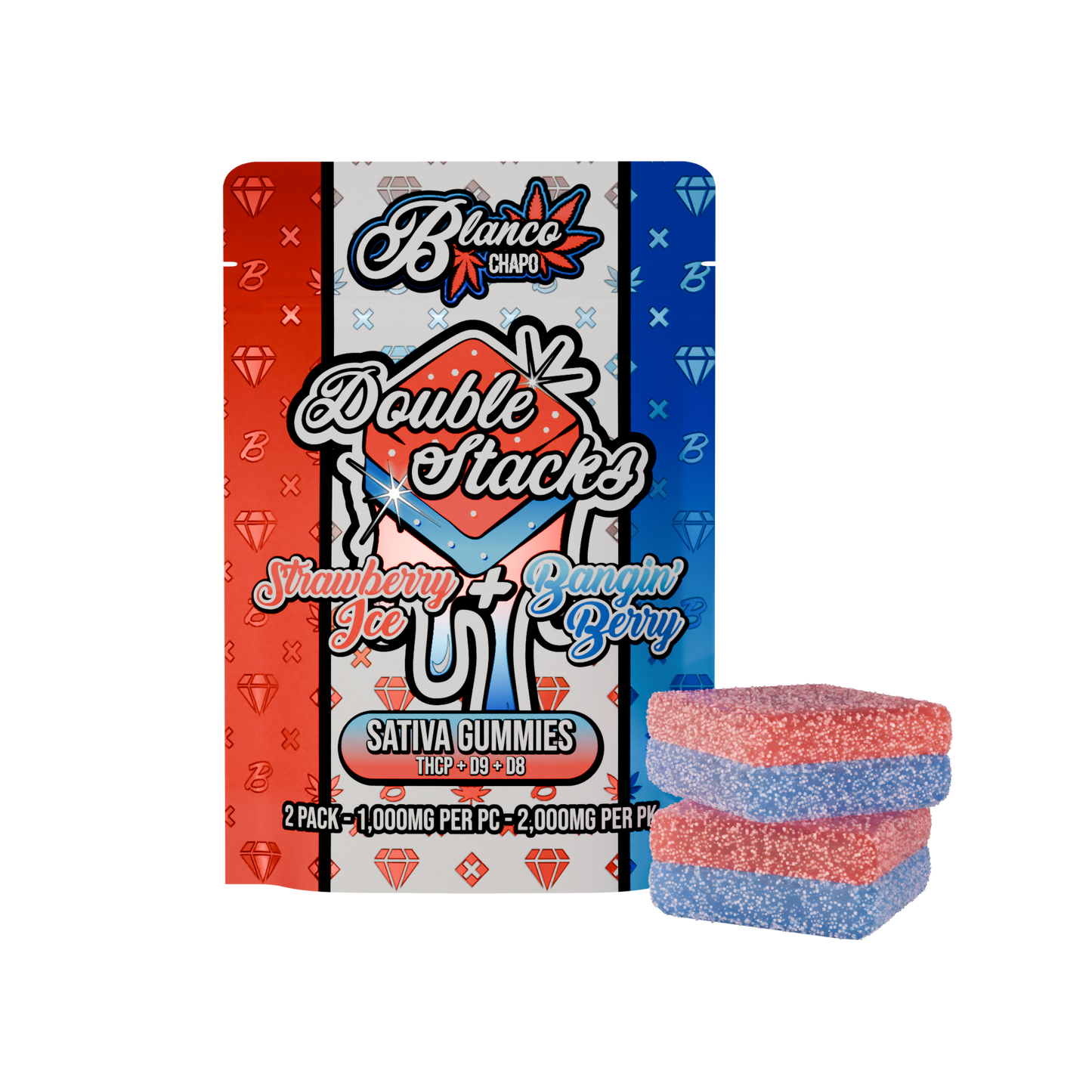 Chapo Blanco Double Stacks THC-P Gummies 2000mg 2ct (30/Pack) [DROPSHIP]