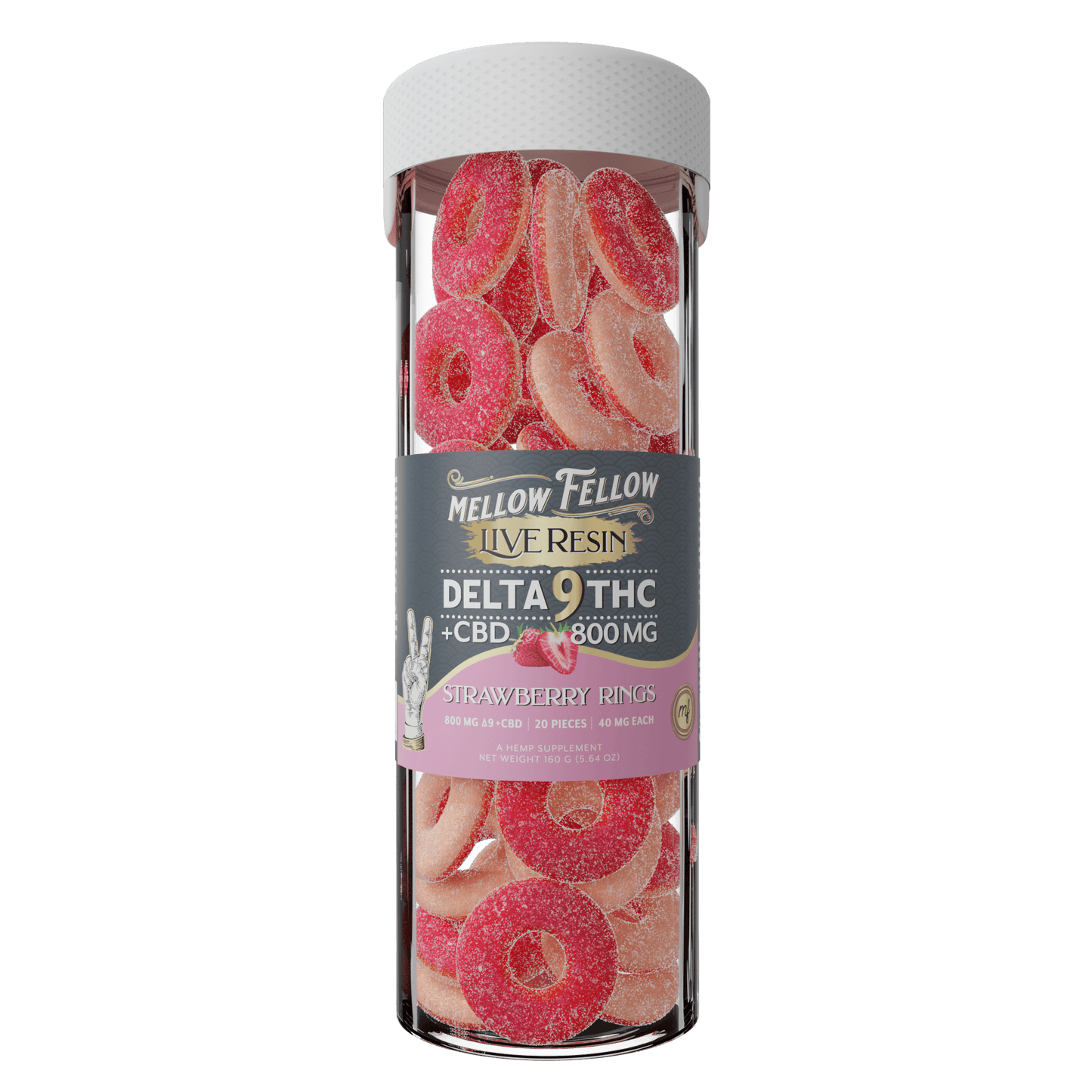 Mellow Fellow D9 Live Resin Edible Rings Jar 800mg (6/pack) [DROPSHIP]