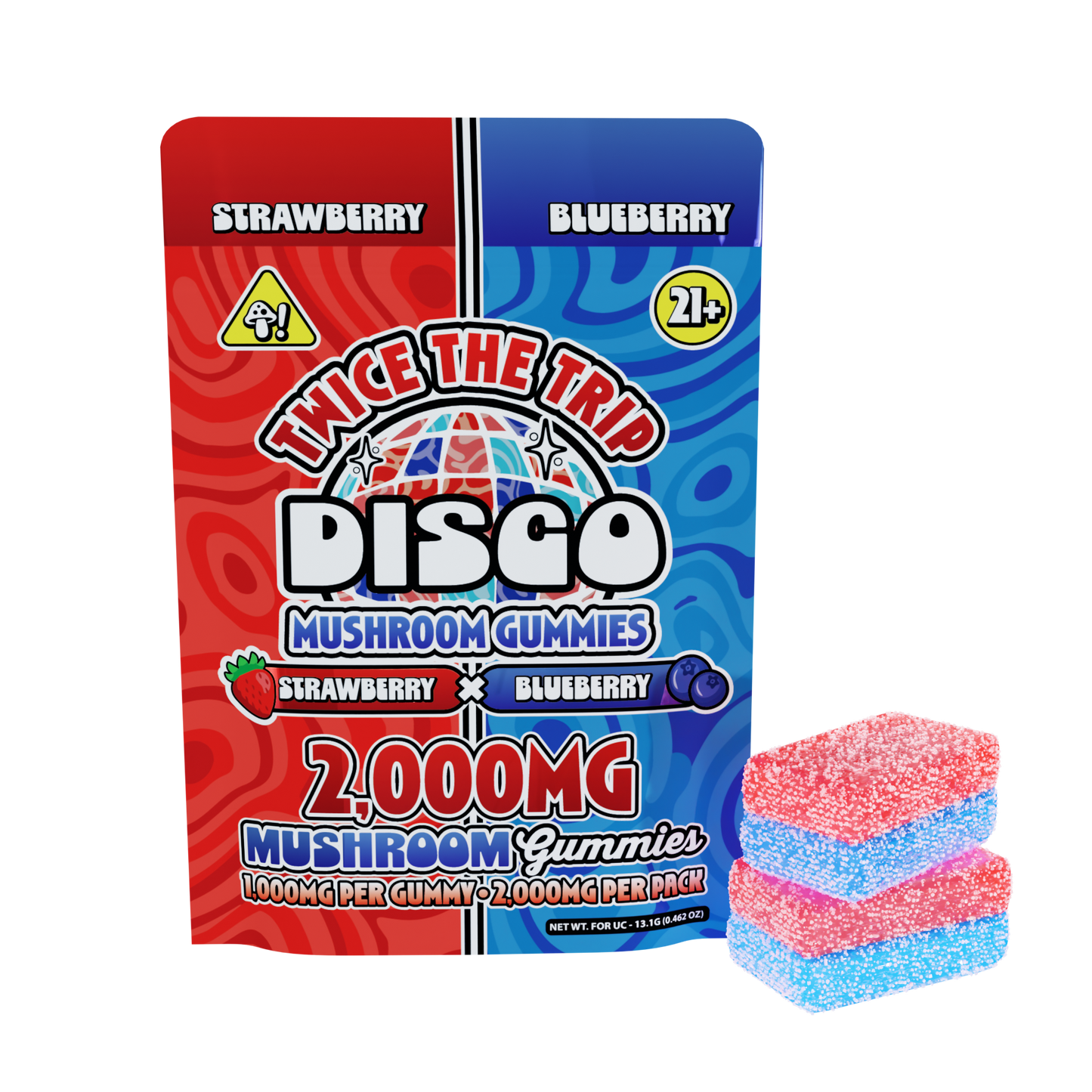 Disco By Chapo Extrax Twice The Trip Magic Mushroom Gummies 2000mg 2ct (20/Pack) [DROPSHIP]