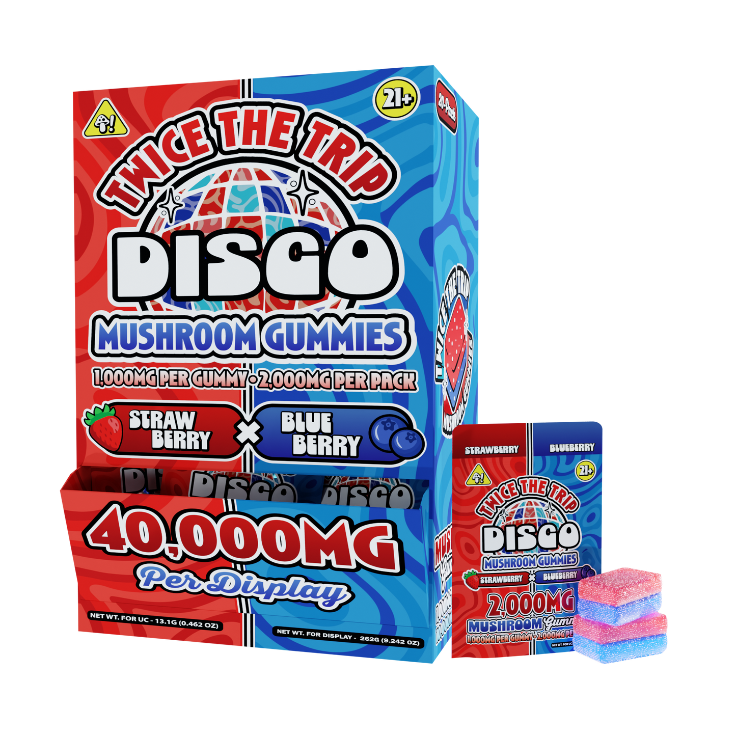 Disco By Chapo Extrax Twice The Trip Magic Mushroom Gummies 2000mg 2ct (20/Pack) [DROPSHIP]