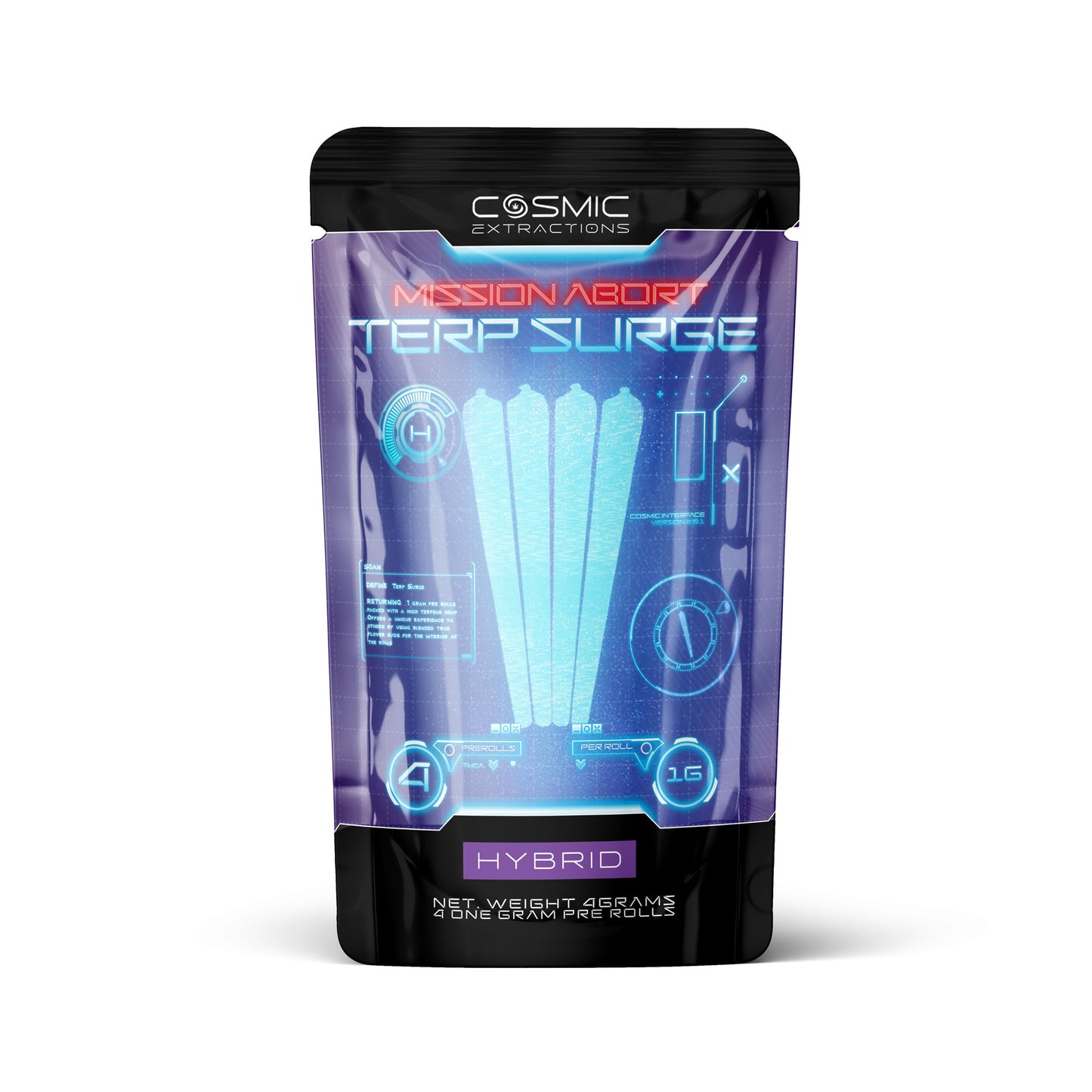 Cosmic Extractions Mission Abort Terp Surge Pre Roll 1g 4ct (10/Pack) [DROPSHIP]