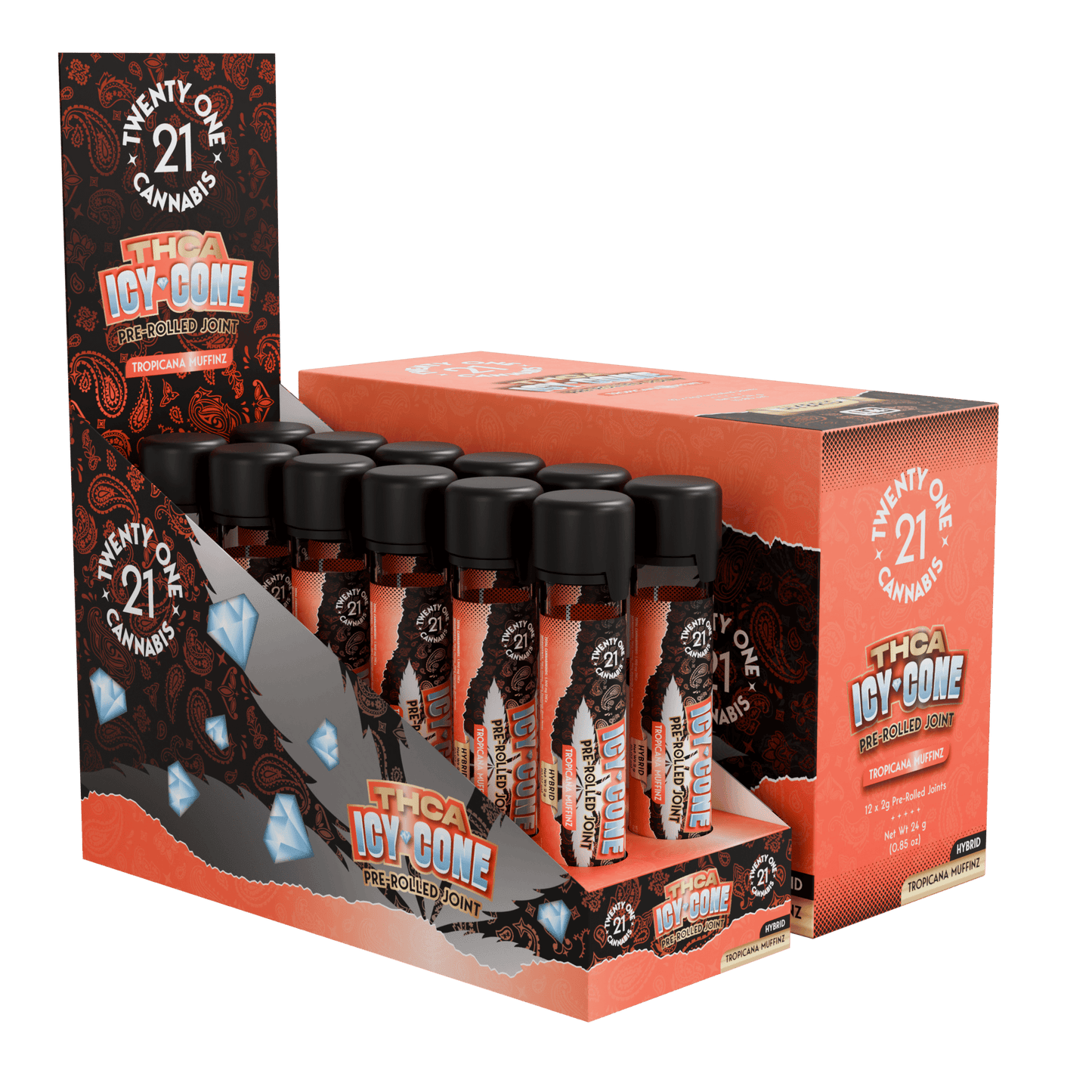 Twenty One THC-A Icy Cones Pre Roll 2g (12/pack) [DROPSHIP]