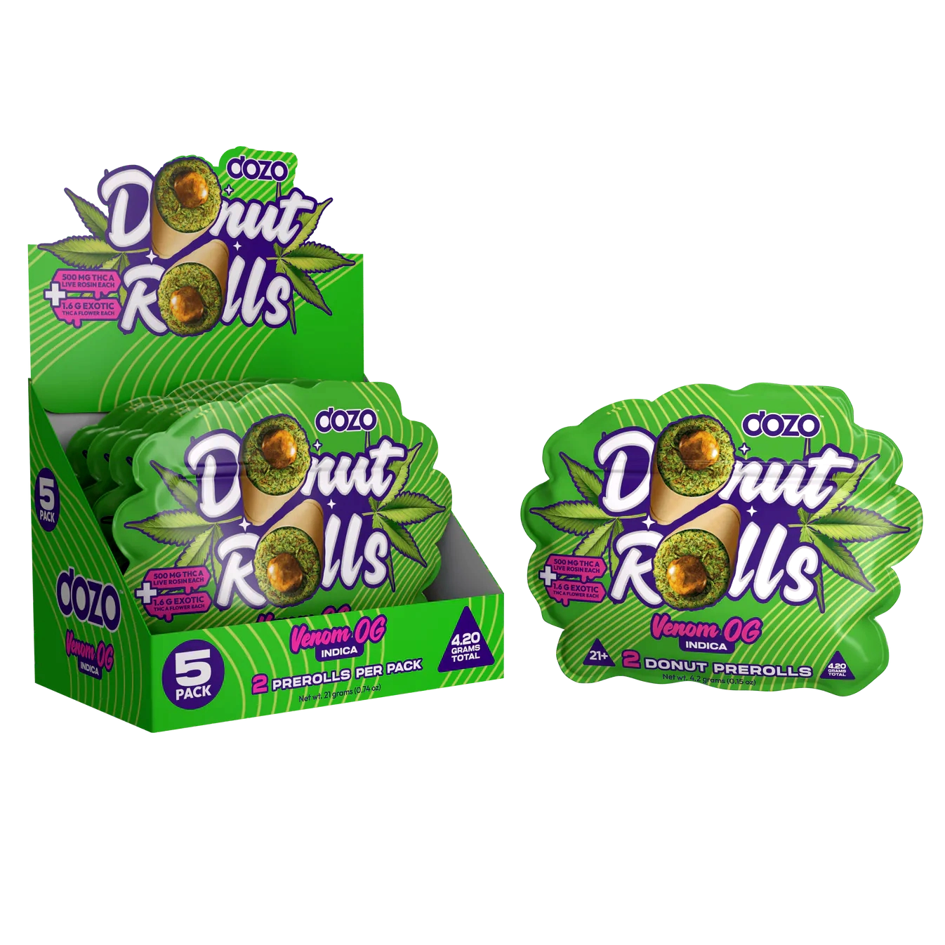 Dozo Donut Rolls THC-A Pre Roll 2.1g 2ct (SINGLE)