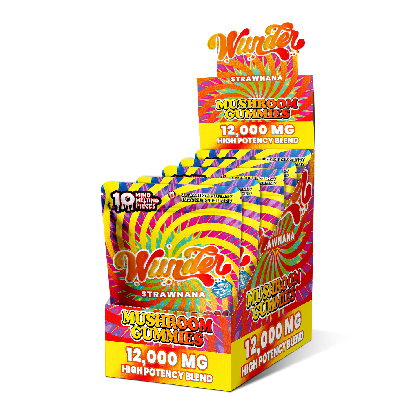Wunder Ultra High Potency Entheogenic Mushroom Gummies 12000mg 10ct (5/Pack) [DROPSHIP]