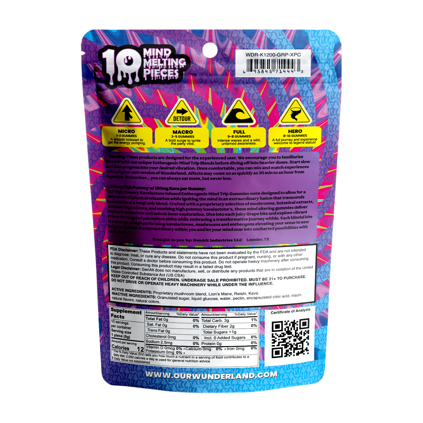 Wunder Ultra High Potency Entheogenic Mushroom Gummies 12000mg 10ct (5/Pack) [DROPSHIP]