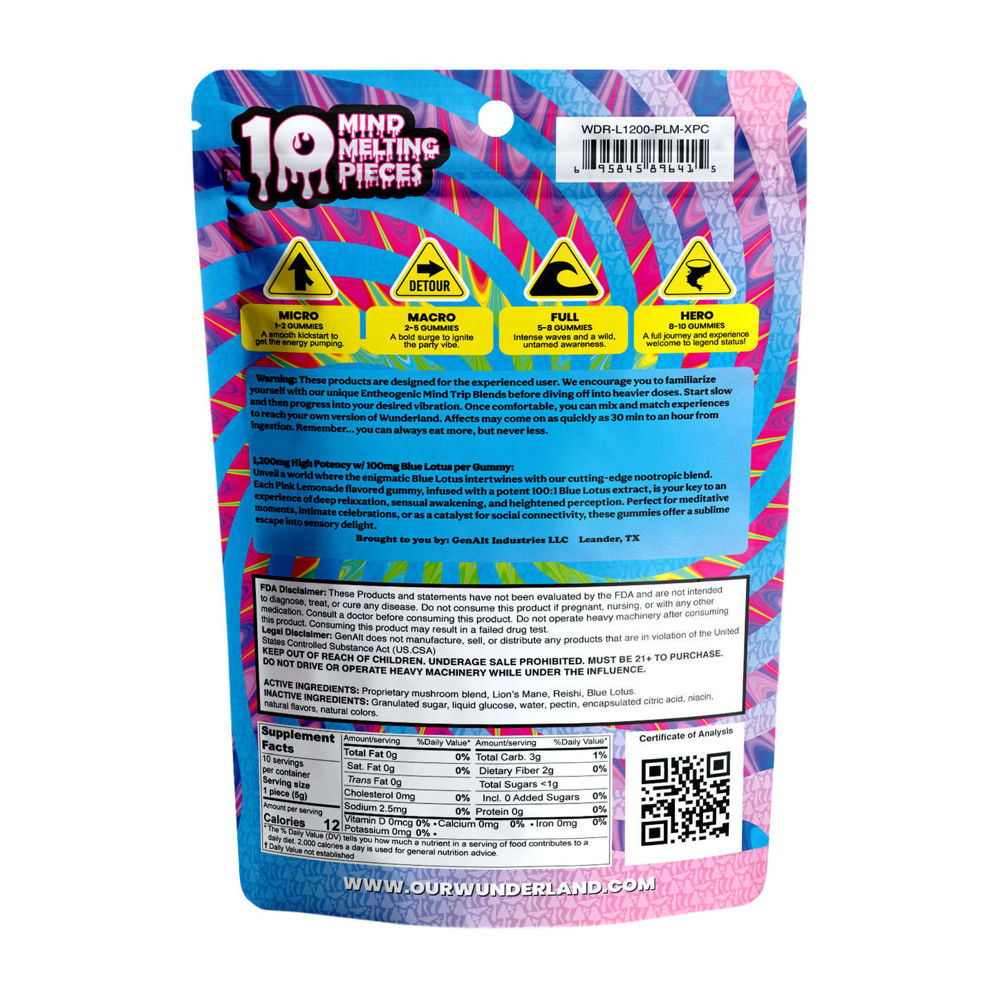 Wunder Ultra High Potency Entheogenic Mushroom Gummies 12000mg 10ct (5/Pack) [DROPSHIP]