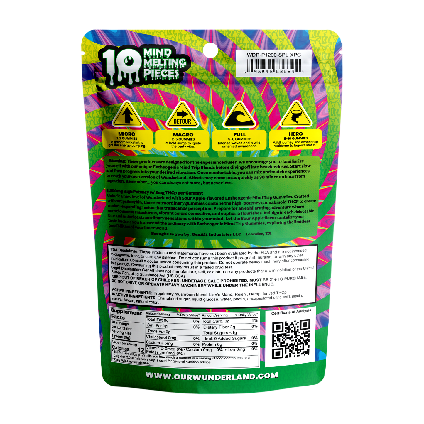 Wunder Ultra High Potency Entheogenic Mushroom Gummies 12000mg 10ct (5/Pack) [DROPSHIP]