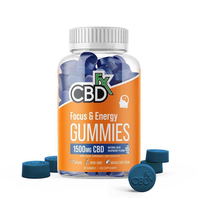 CBDfx Gummies Focus Blue Raspberry 60ct Bottle 1500mg (4/pack) [DROPSHIP]