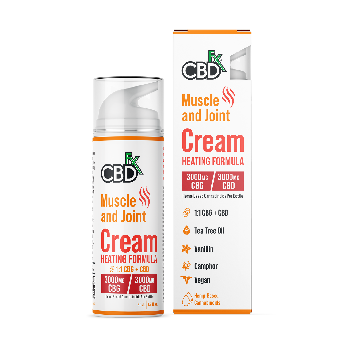 CBDfx Cream Muscle & Joint Heating 1:1 CBD/CBG 50mL (6/pack) [DROPSHIP]