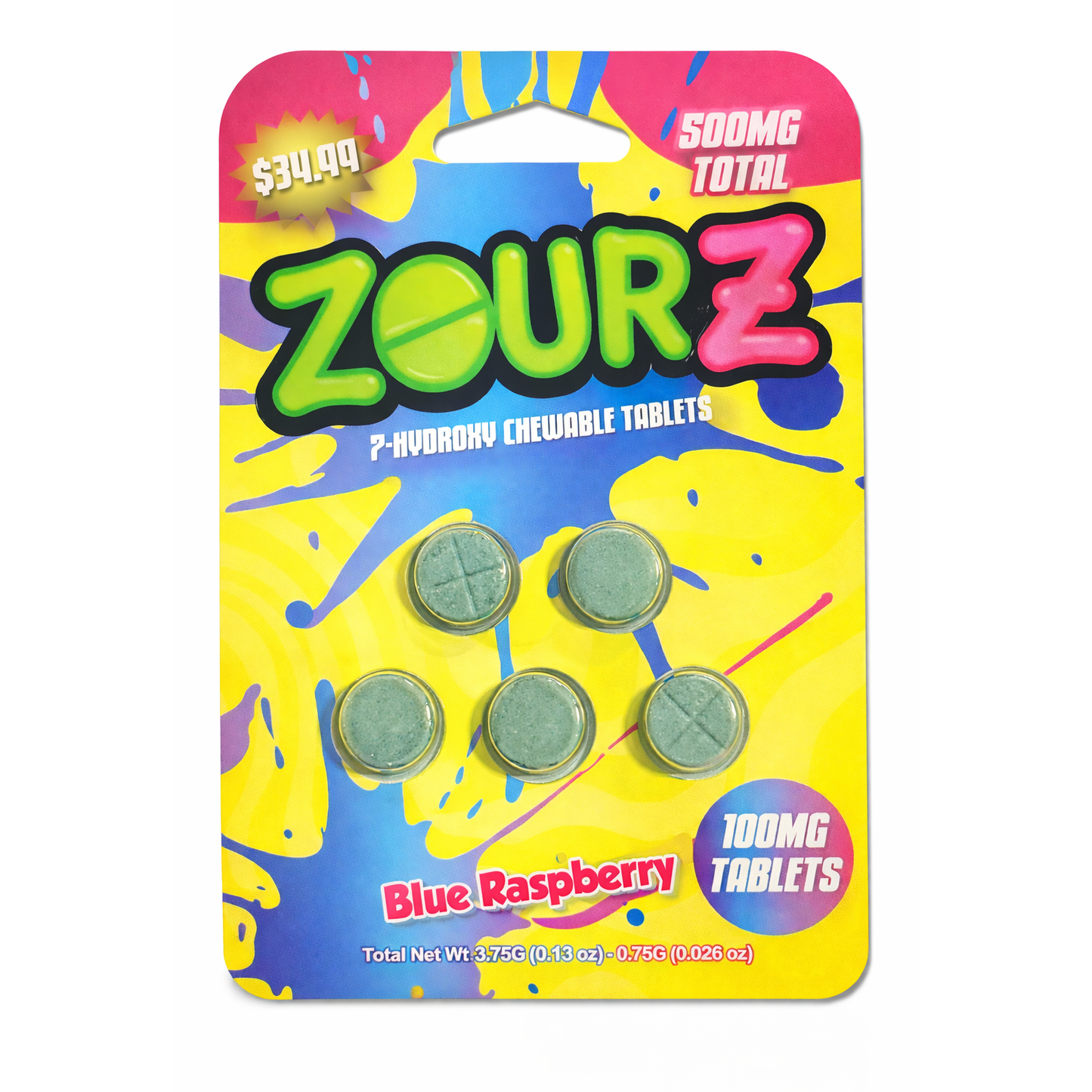 Zour Stash $34.99 Pre Priced 7Hydroxy Tablets 100mg 5ct (SINGLE)