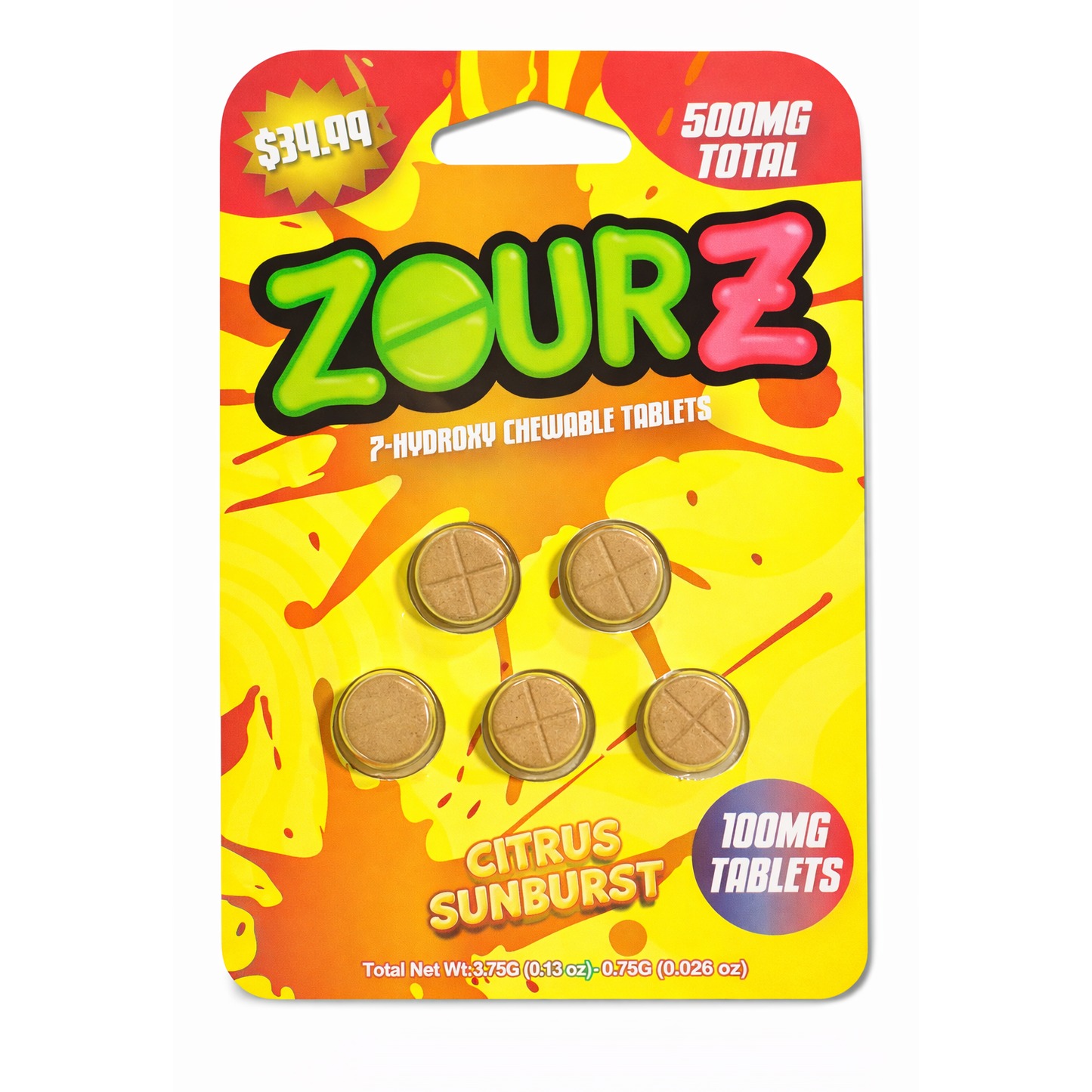 Zour Stash $34.99 Pre Priced 7Hydroxy Tablets 100mg 5ct (SINGLE)