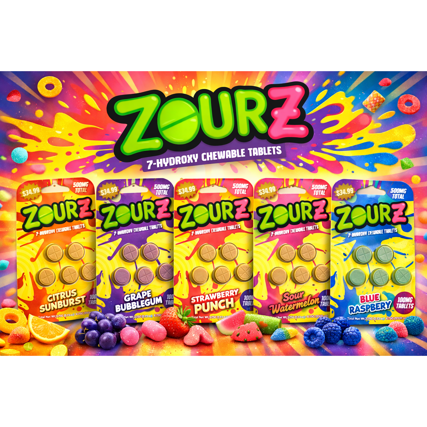 Zour Stash $34.99 Pre Priced 7Hydroxy Tablets 100mg 5ct (SINGLE)