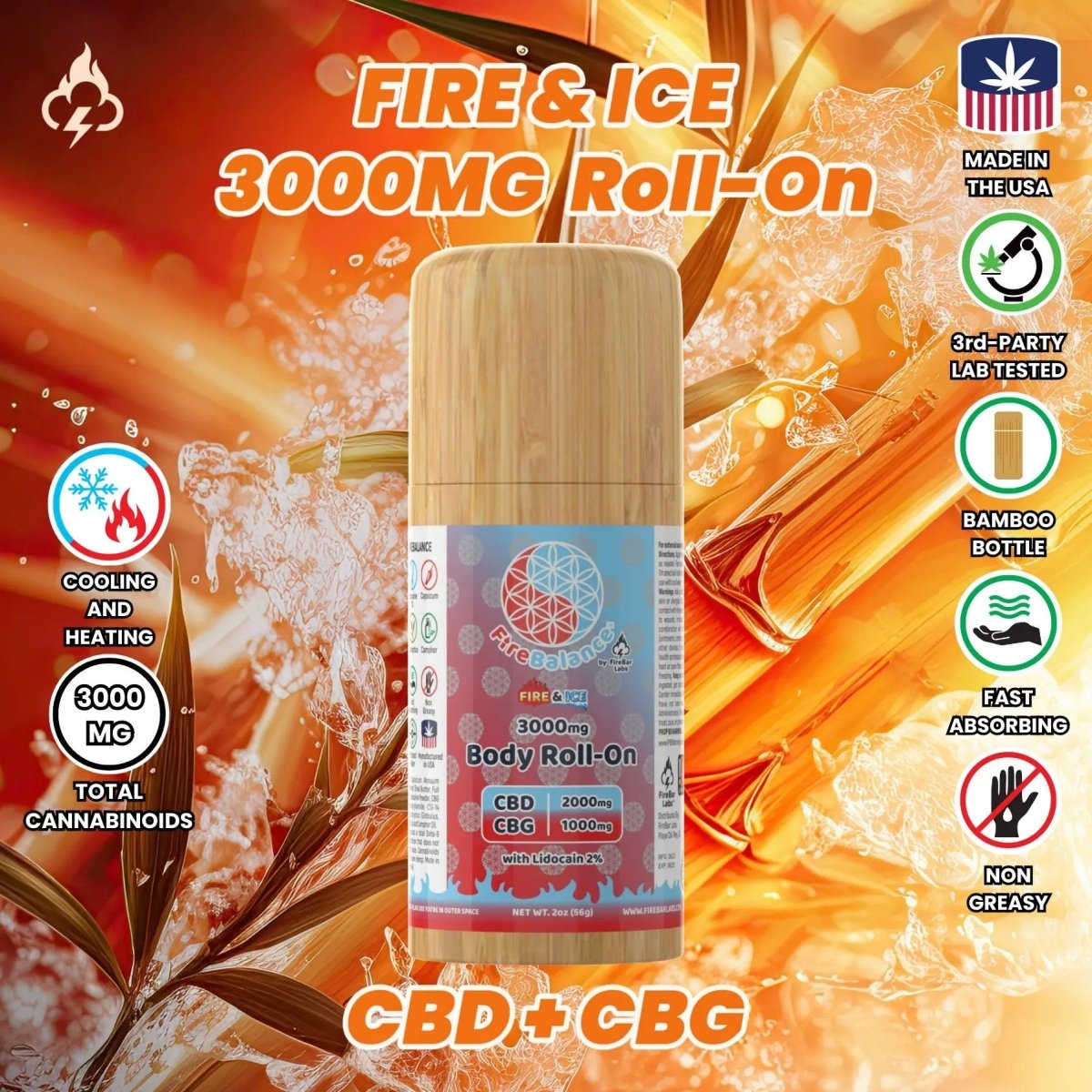 FireBalance Body Roll-On CBD + CBG 3000mg (9/pack) [DROPSHIP]