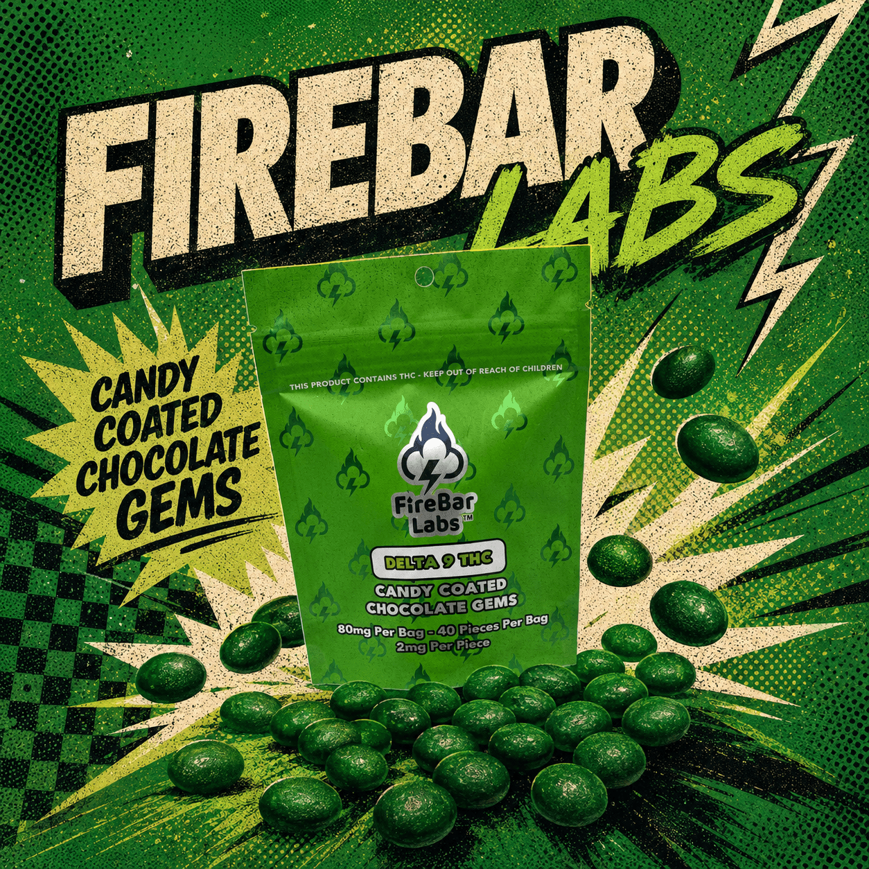 FireBar Labs Candy Coated Chocolate Gems Infused THC (10/pack) [DROPSHIP]
