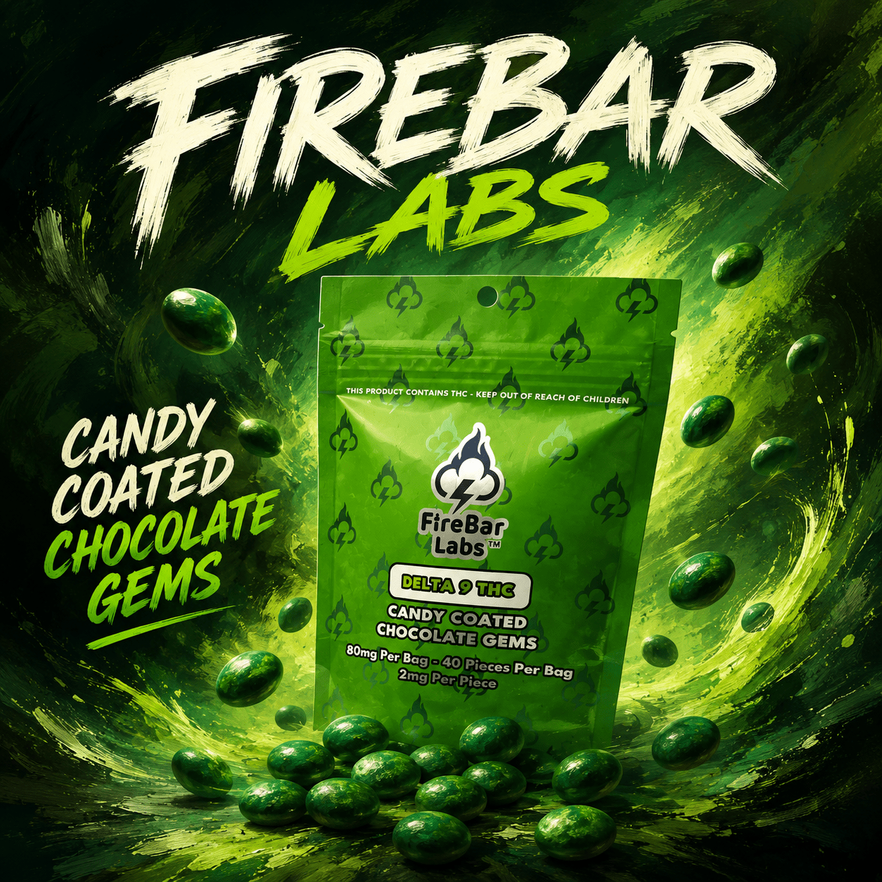 FireBar Labs Candy Coated Chocolate Gems Infused THC (10/pack) [DROPSHIP]