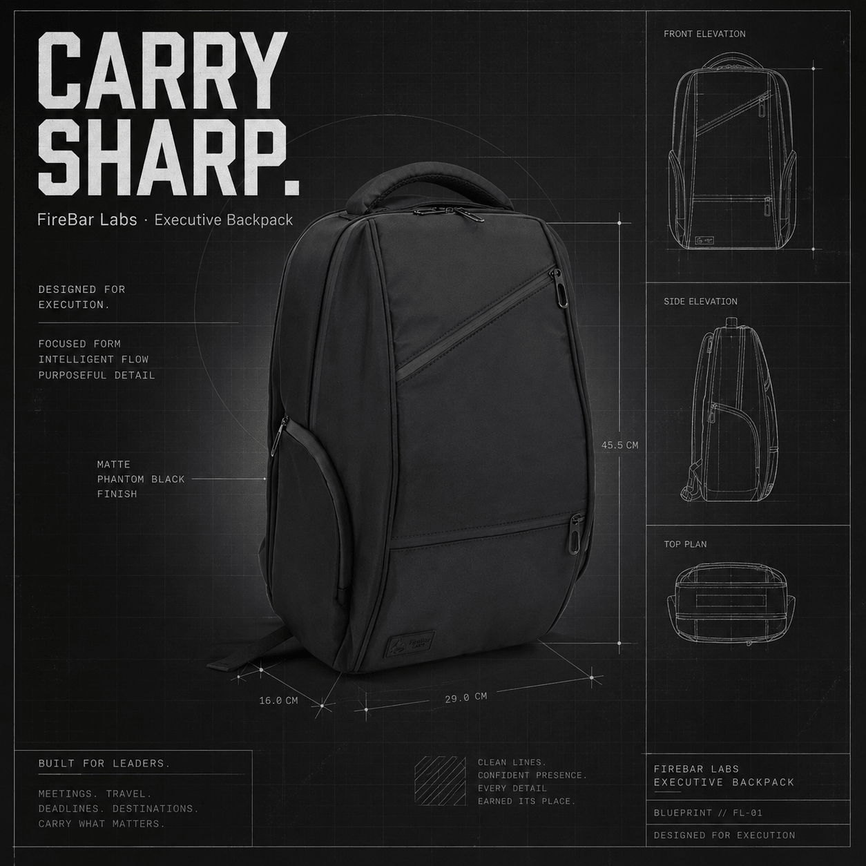 FireBar Labs Executive Tech Elite Backpack (5/pack) [DROPSHIP]