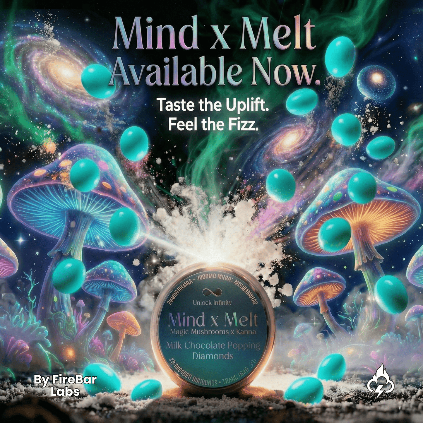 Mind x Melt Milk Chocolate Popping Diamonds 3G Mushroom + 250mg Kanna 25ct (12/pack) [DROPSHIP]