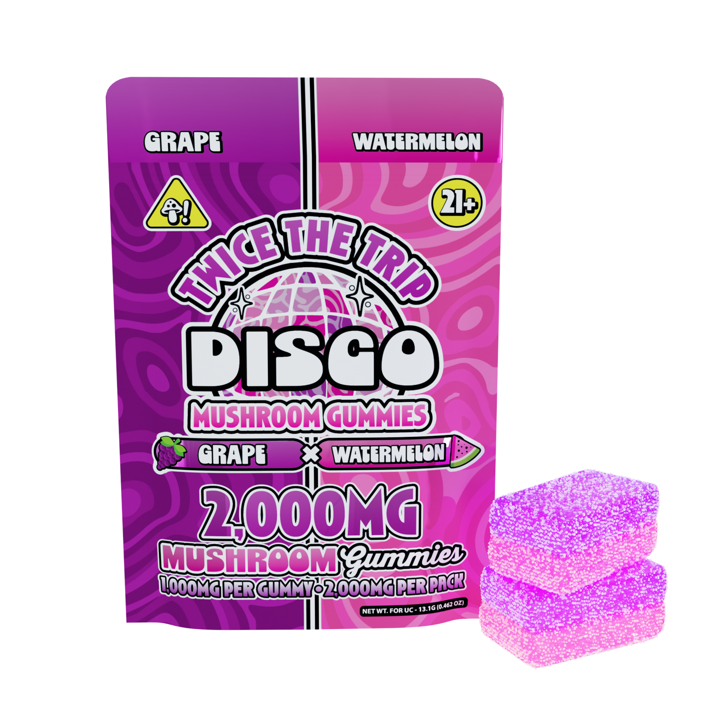 Disco By Chapo Extrax Twice The Trip Magic Mushroom Gummies 2000mg 2ct (20/Pack) [DROPSHIP]