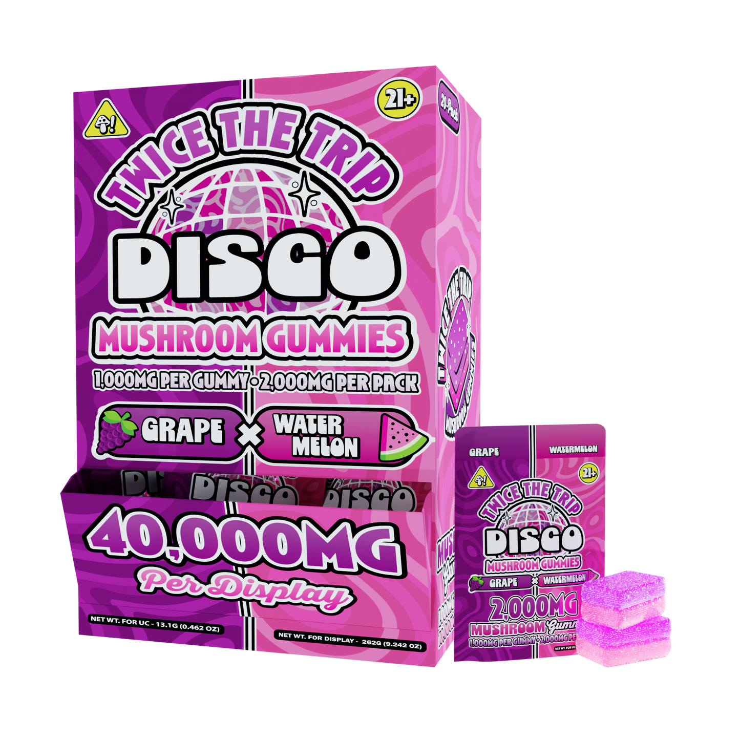 Disco By Chapo Extrax Twice The Trip Magic Mushroom Gummies 2000mg 2ct (20/Pack) [DROPSHIP]