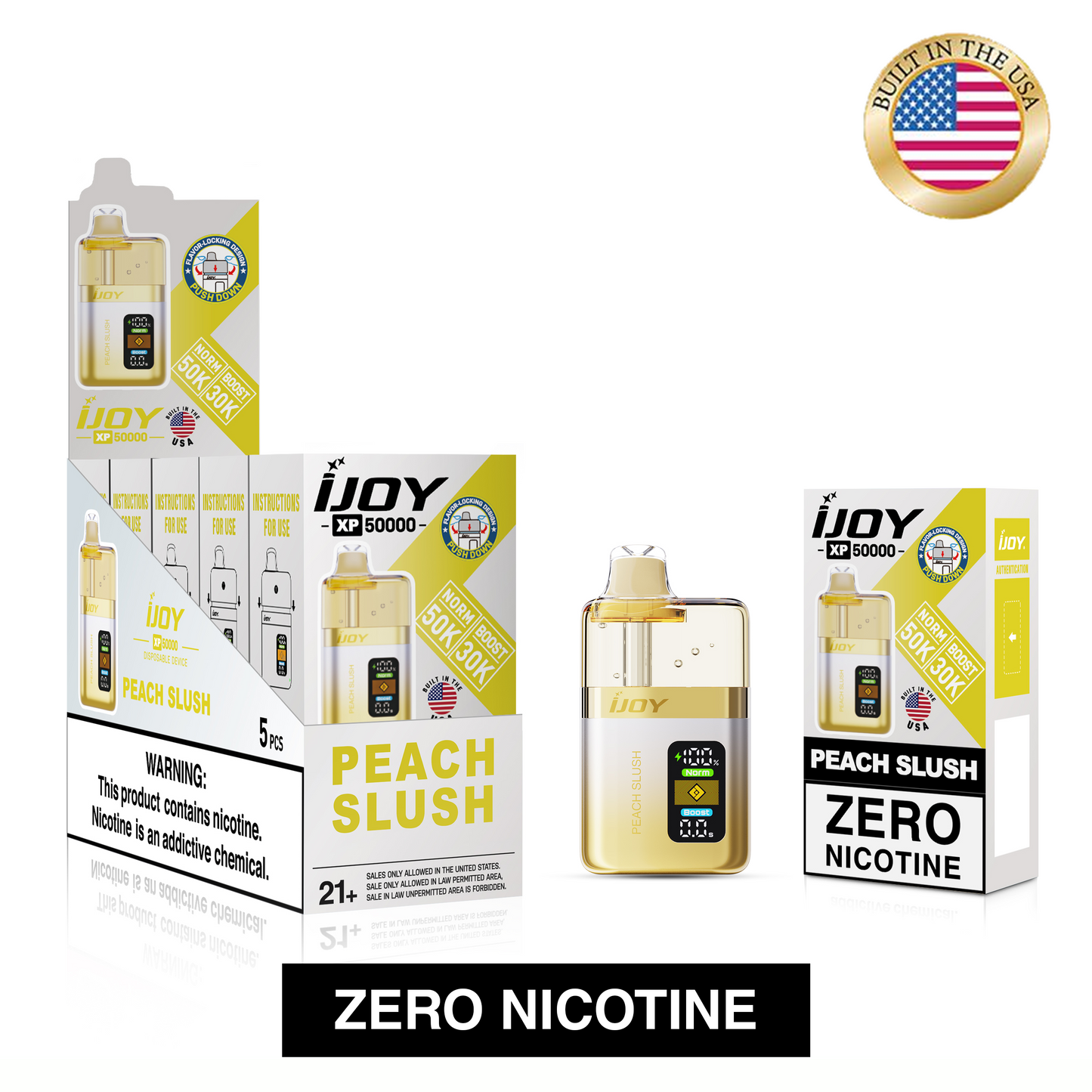 iJoy XP50K Zero Nicotine Disposable 20mL (5/pack) [Built in USA]