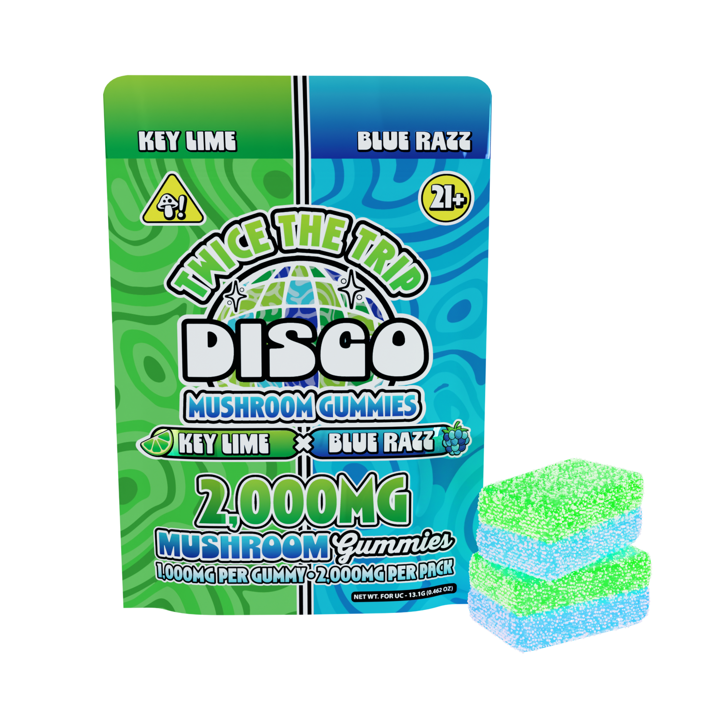 Disco By Chapo Extrax Twice The Trip Magic Mushroom Gummies 2000mg 2ct (20/Pack) [DROPSHIP]