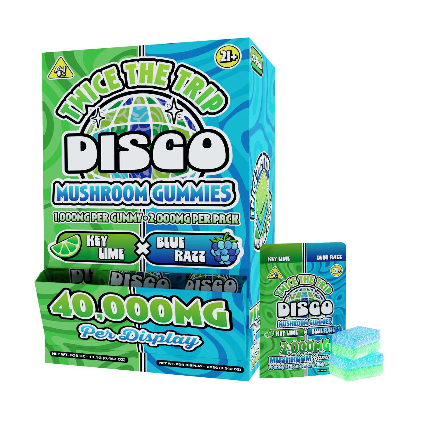Disco By Chapo Extrax Twice The Trip Magic Mushroom Gummies 2000mg 2ct (20/Pack) [DROPSHIP]