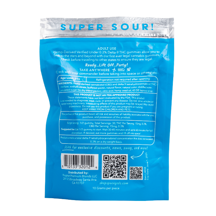 Space Gods D9 Space Heads Gummies 30mg 15ct (5/pack) [TX Compliant]