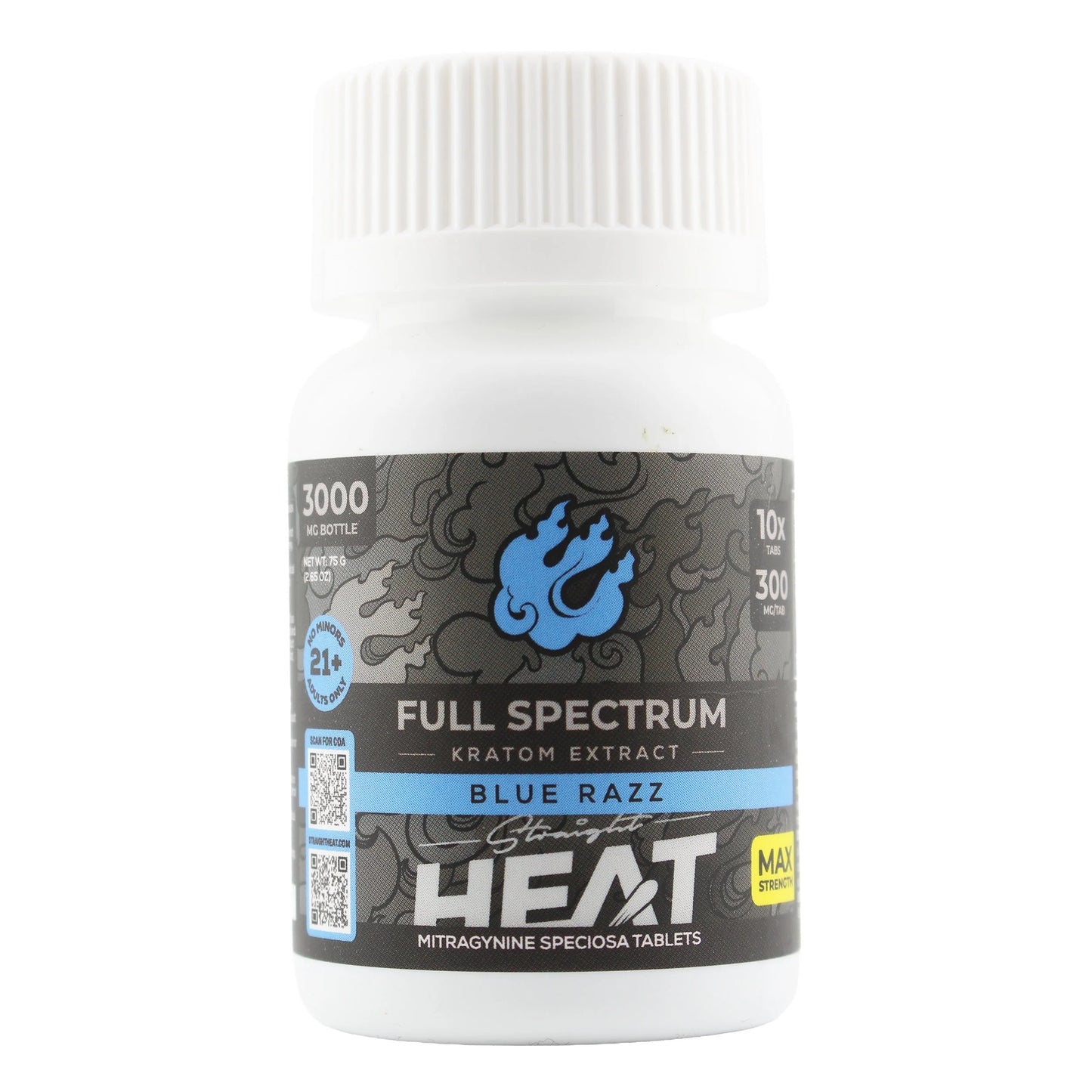Straight Heat Full Spectrum Kratom Extract Tabs Bottle 300mg 10ct (SINGLE)