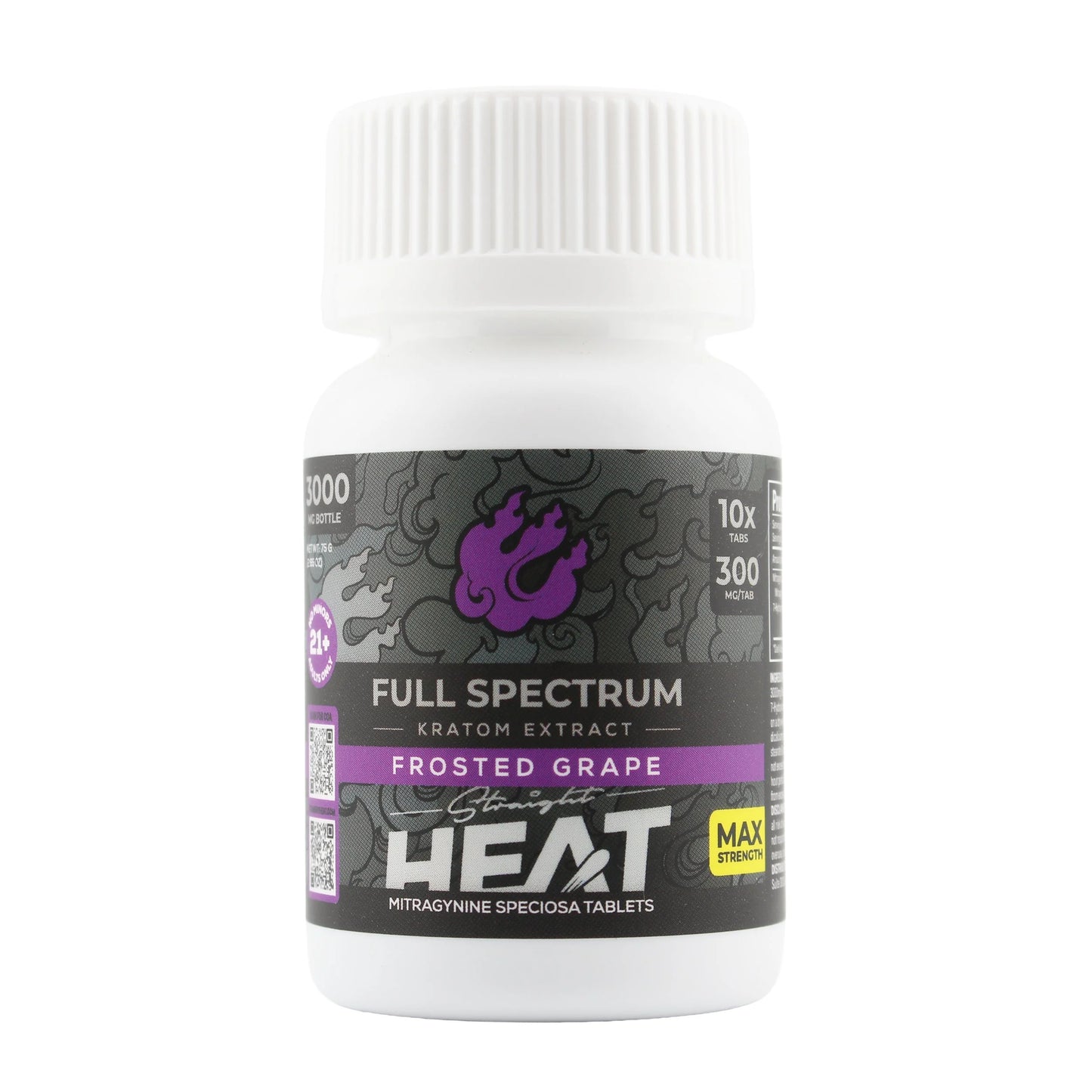 Straight Heat Full Spectrum Kratom Extract Tabs Bottle 300mg 10ct (SINGLE)