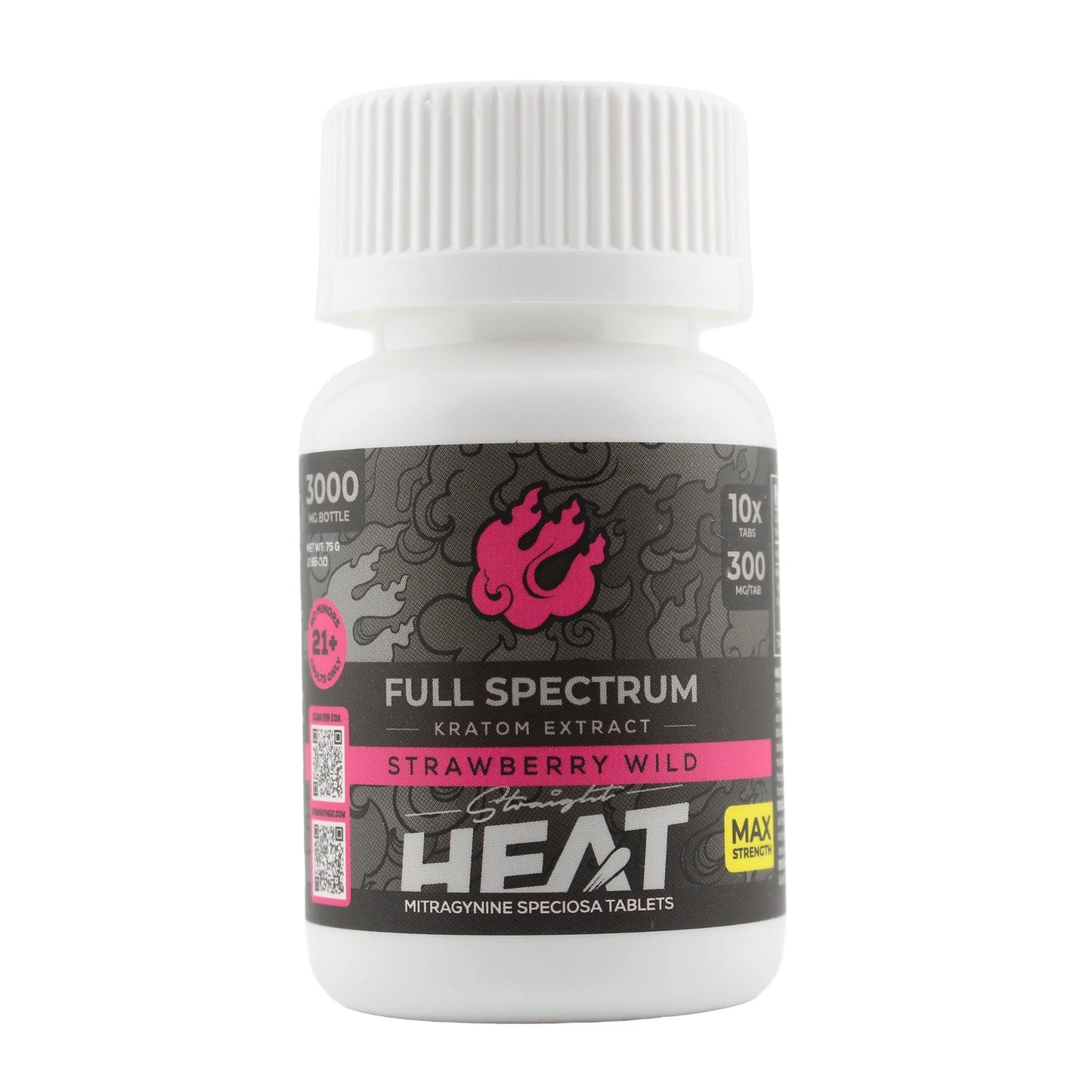 Straight Heat Full Spectrum Kratom Extract Tabs Bottle 300mg 10ct (SINGLE)