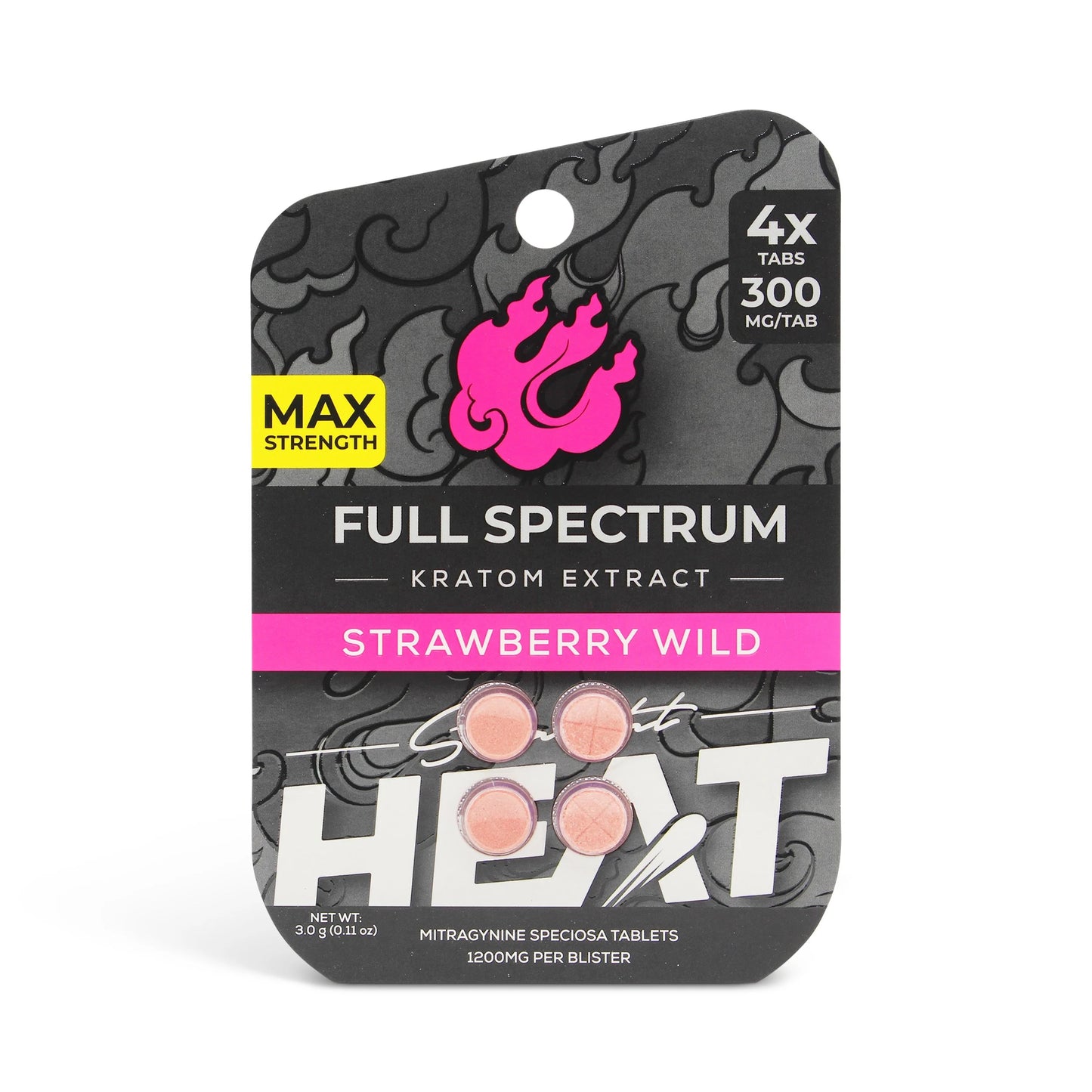 Straight Heat Full Spectrum Kratom Extract Tabs 300mg 4ct (SINGLE)